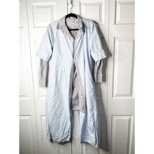 Marni Blue White Striped Layered Duster Midi Shirt Dress Women's Size IT 42